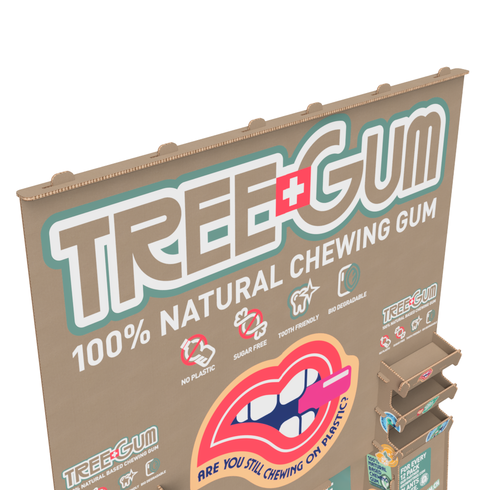 Stoisko sklepowe z tektury – przykład  realizacji dla Tree Gum - no. 265